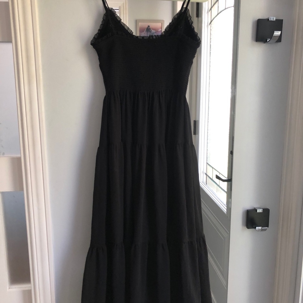 Wilfred Black Tiered Smocked Maxi Dress